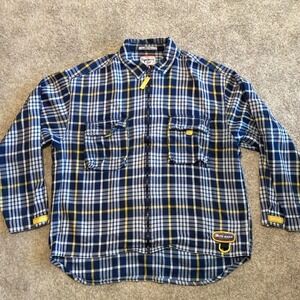 Vintage 90s Pepe Jeans London XL Blue Plaid Flannel Zip Up Shirt Jacket Menswear